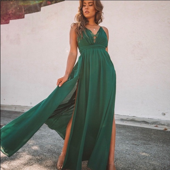 Luxxel | Dresses | Luxxel Hunter Green Maxi Dress | Poshmark
